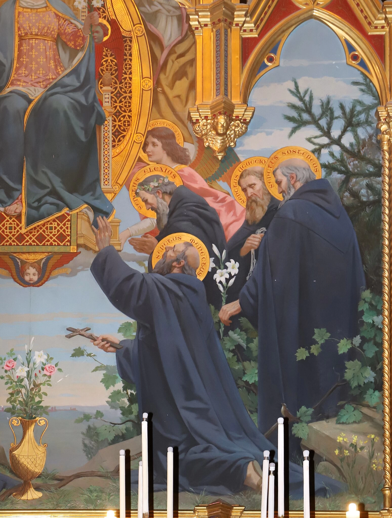 Glorificazione della vergine tra i sette santi fondatori, Trittico, 1934 - Chiesa dei sette santi, Firenze, dettaglio 1